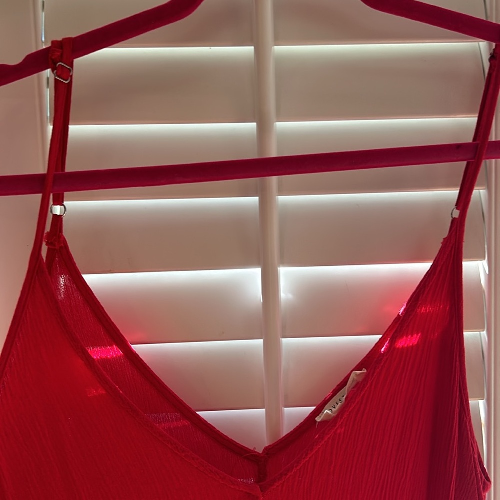 Red linen Lovestitch summer dress, beach or pool cover up - Picture 4 of 6